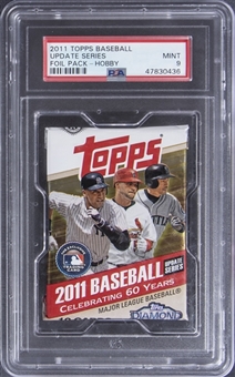 2011 Topps Baseball Update Series Unopened Foil Pack - Hobby Series - PSA MINT 9